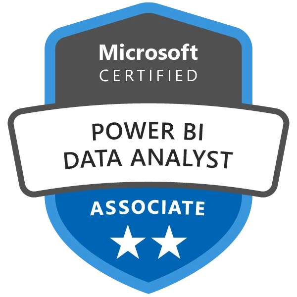 Badge da certificação Microsoft Certified: Power BI Data Analyst Associate